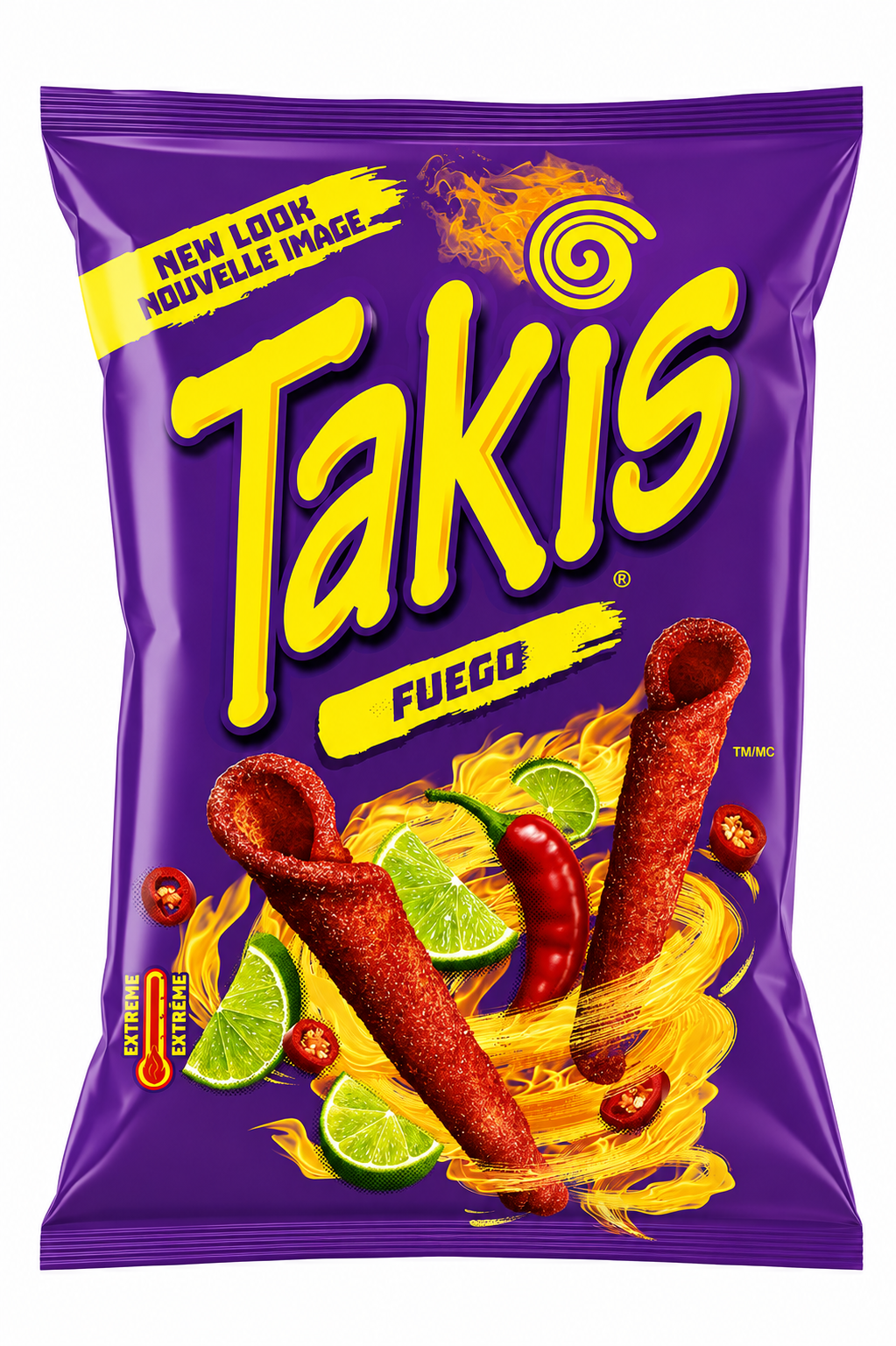 Takis Fuego Rolled Tortilla Chips | Hot Chili Pepper & Lime Flavored | Extra Spicy Crunch