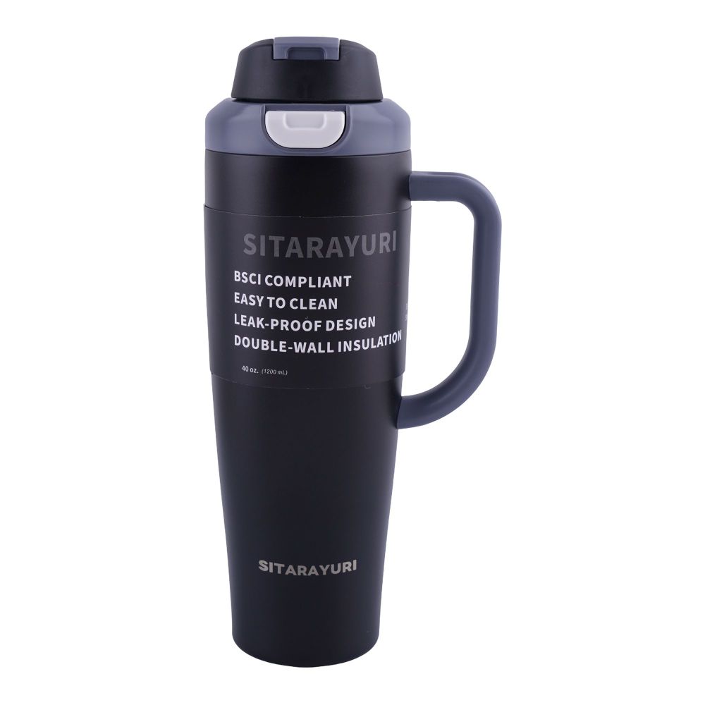 AJF Sitarayuri Stainless Steel Vacuum Insulated Tumbler, 1200ml, Black