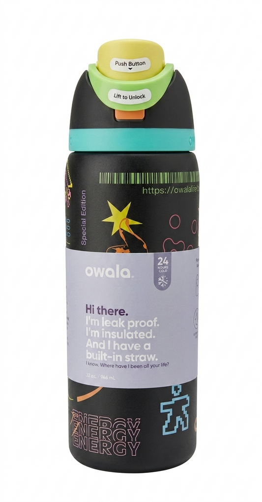 Owala Insulated Stainless Steel Black Leakproof Water Bottle