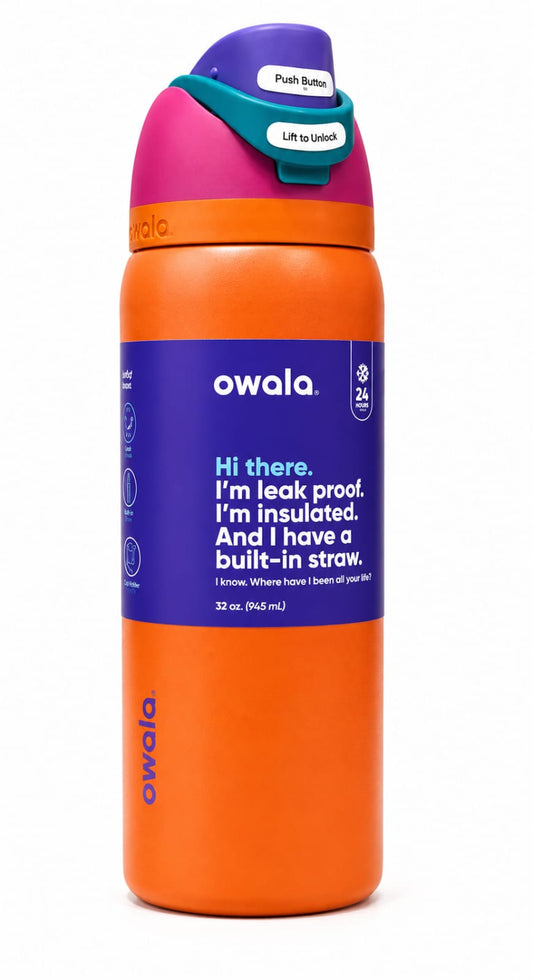 Owala FreeSip Insulated Stainless Steel Water Bottle with Built-in Straw – 32oz (945ml) Leakproof Bottle