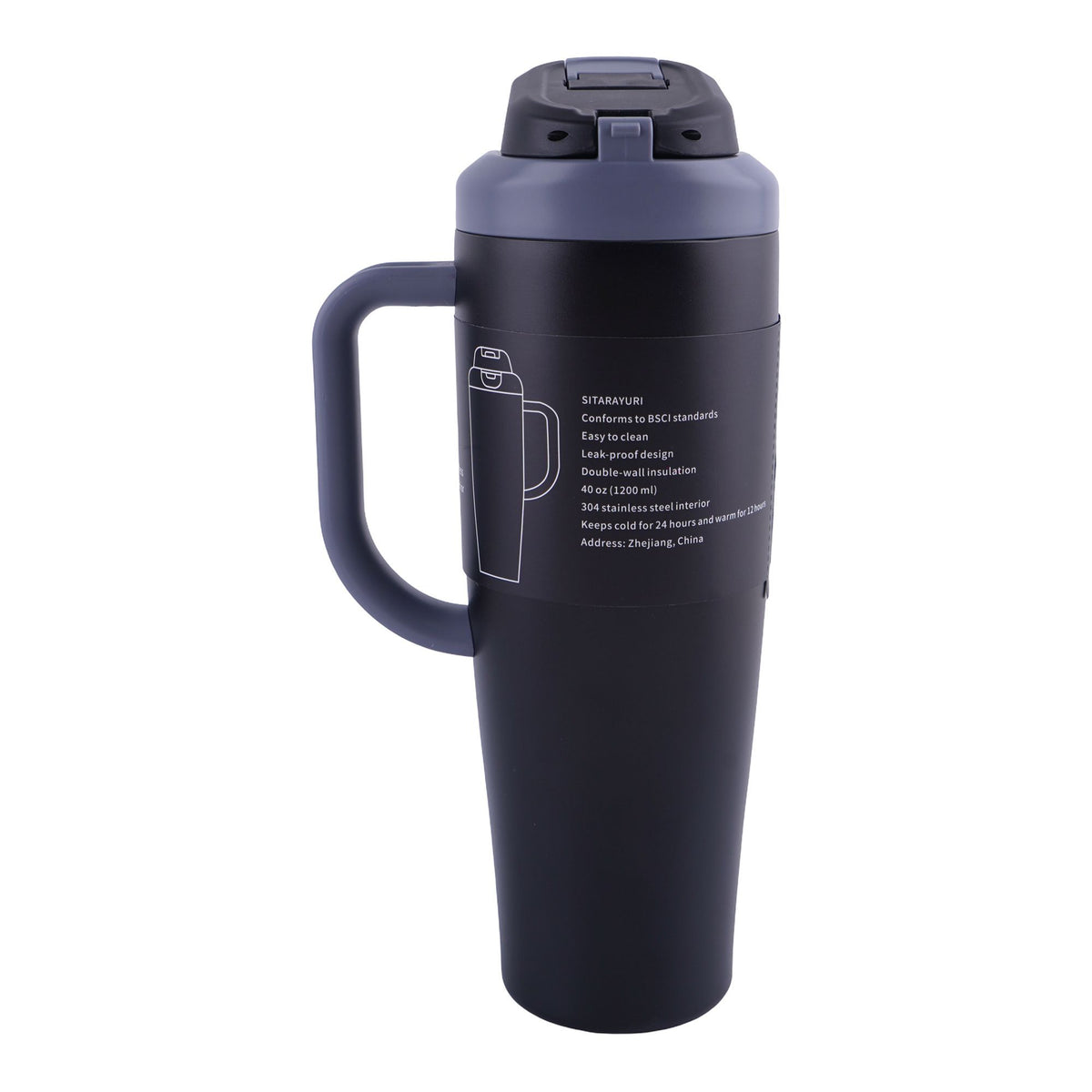 AJF Sitarayuri Stainless Steel Vacuum Insulated Tumbler, 1200ml, Black